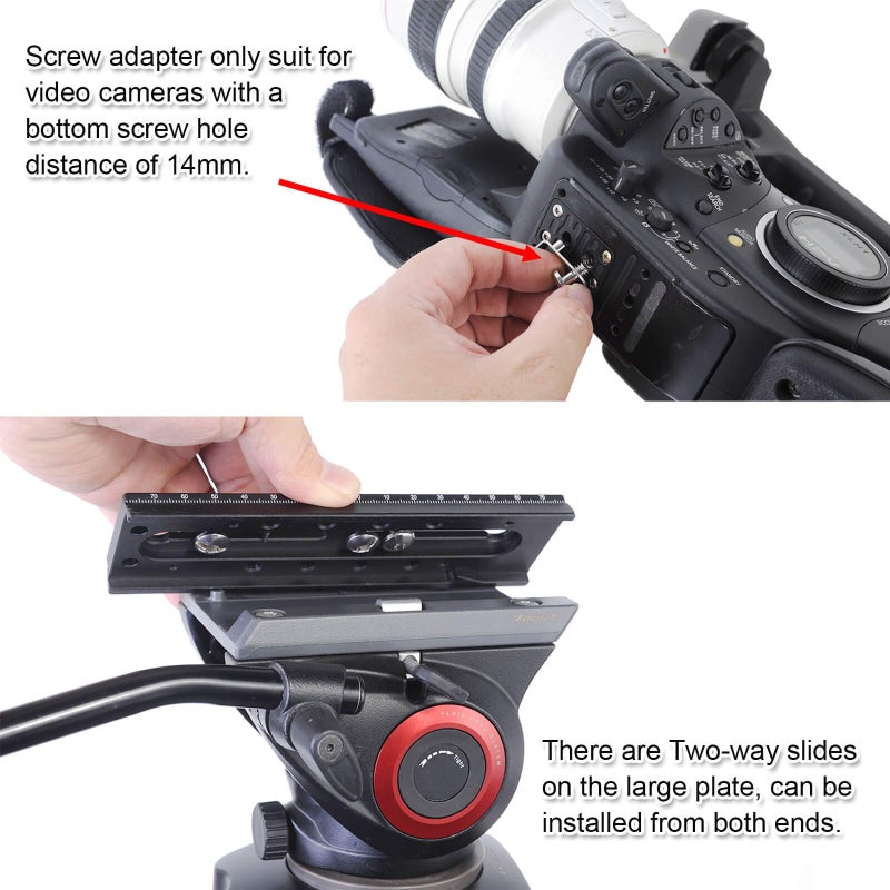 iShoot Camera Quick Release Plate Combo QR Mount Base Compatible with Tripod Fluid Head Manfrotto 500 Series, 700 Series and Sachtler FSB 10T / 8T/ 6T, DV2/DV8/DV10SB/DV12SB, V14/V18/ACE XL Series - Image 3